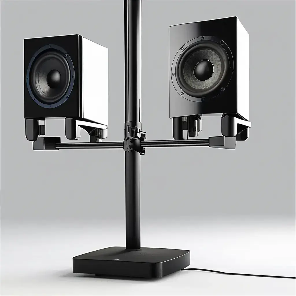 adjustable speakers stands side view.