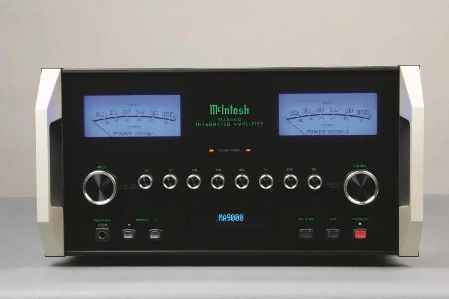 McIntosh MA9000 amplifier front view on a table.