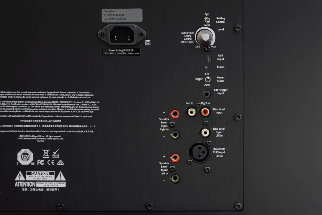 Back view of MartinLogan Dynamo 1600X Subwoofer 